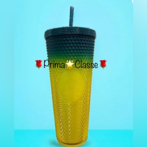 Starbucks Ombre Lemongrass Hombre Yellow Blue Studded Tumbler Cup 24oz 2023 NWT - Picture 6 of 11